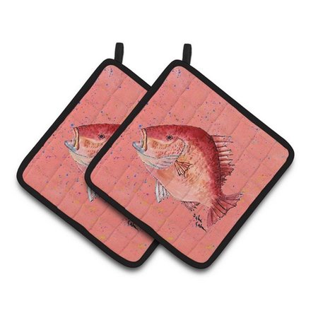 CAROLINES TREASURES Strawberry Snapper Pair of Pot Holders, 7.5 x 3 x 7.5 in. 8351PTHD